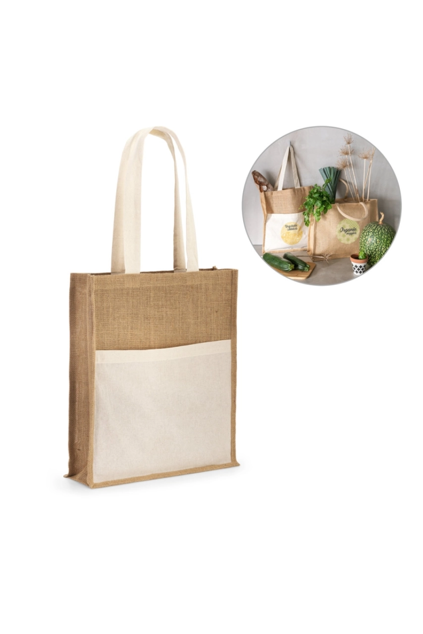 BRAGA. Sac en jute (240 g/m²) avec pochette 100% coton (140 gm²)