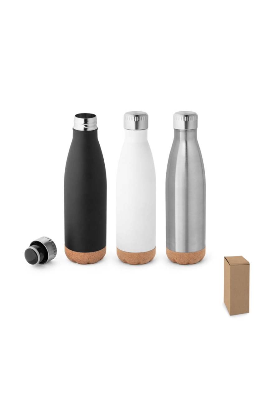 SOLBERG. Thermos 560mL en acier inox avec base en liège