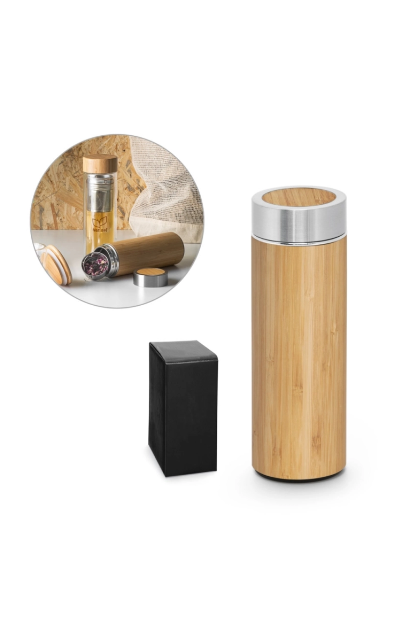 NATUREL. Thermos 430mL en bambou et acier inox