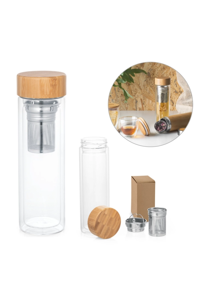 MAKAROVA. Bouteille avec infuseur 490mL en verre borosilicate