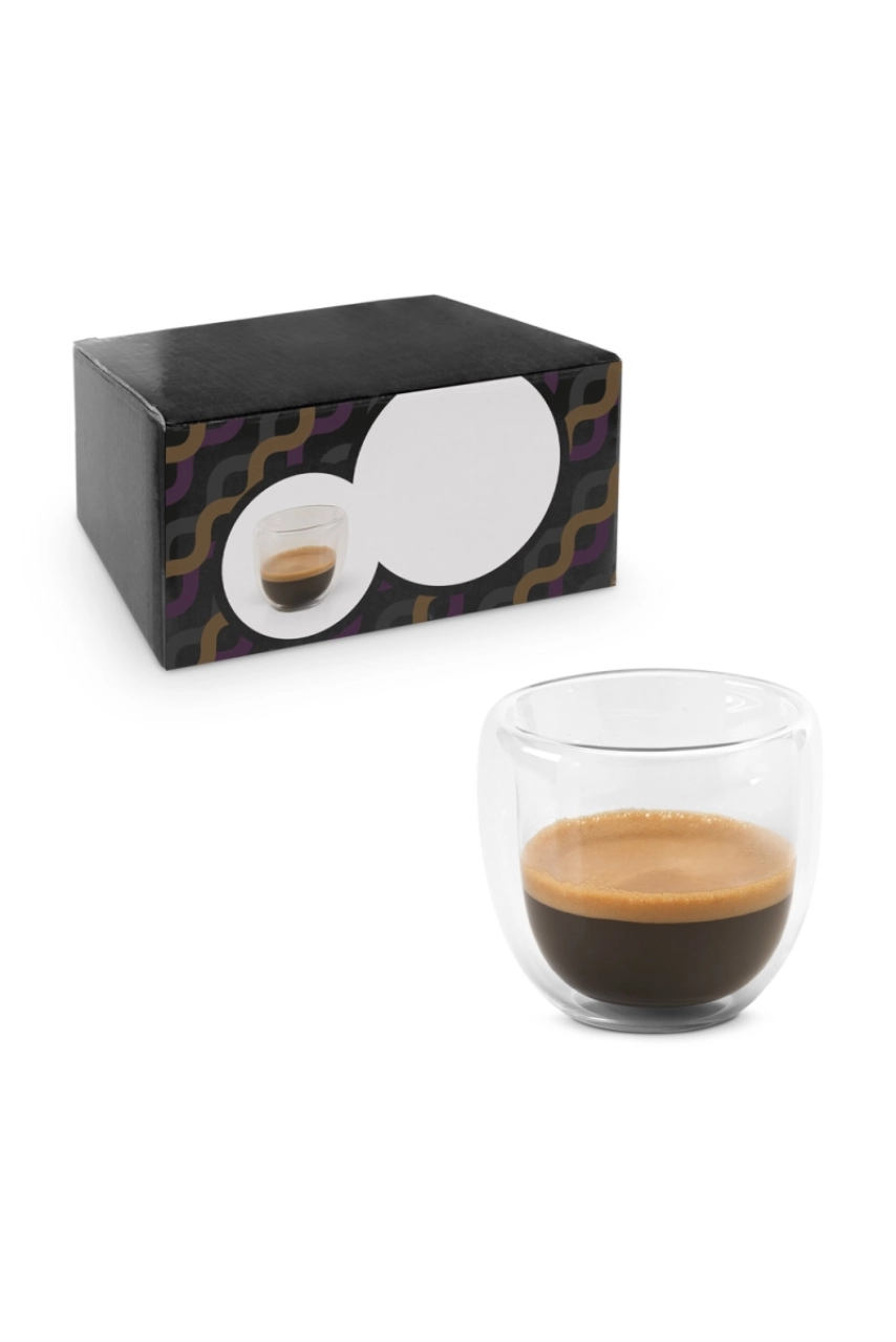 EXPRESSO. Set à café en verre isotherme avec 2 verres