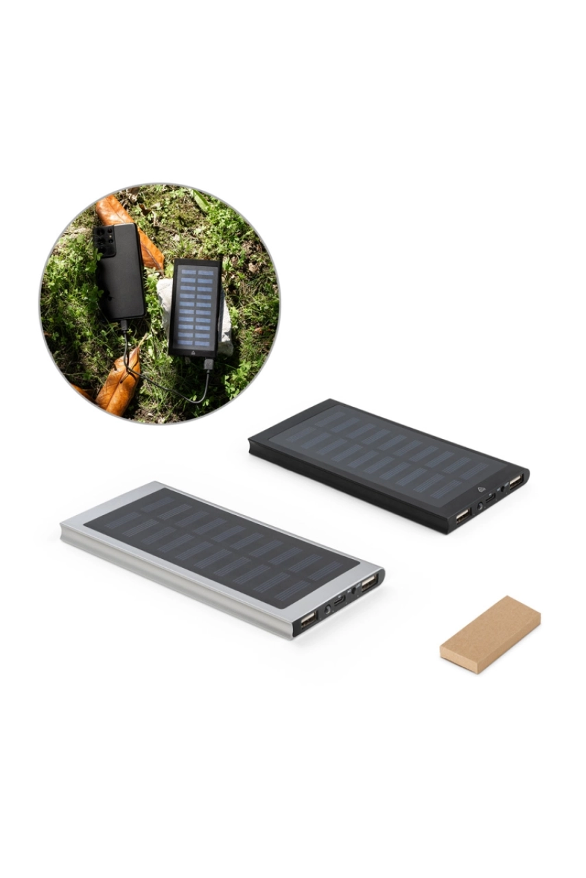 CLERK. Batterie nomade de 8 000 mAh avec panneau solaire en aluminium 100 % recyclé