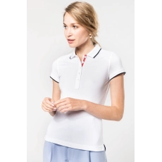 Polo maille piquée manches courtes femme