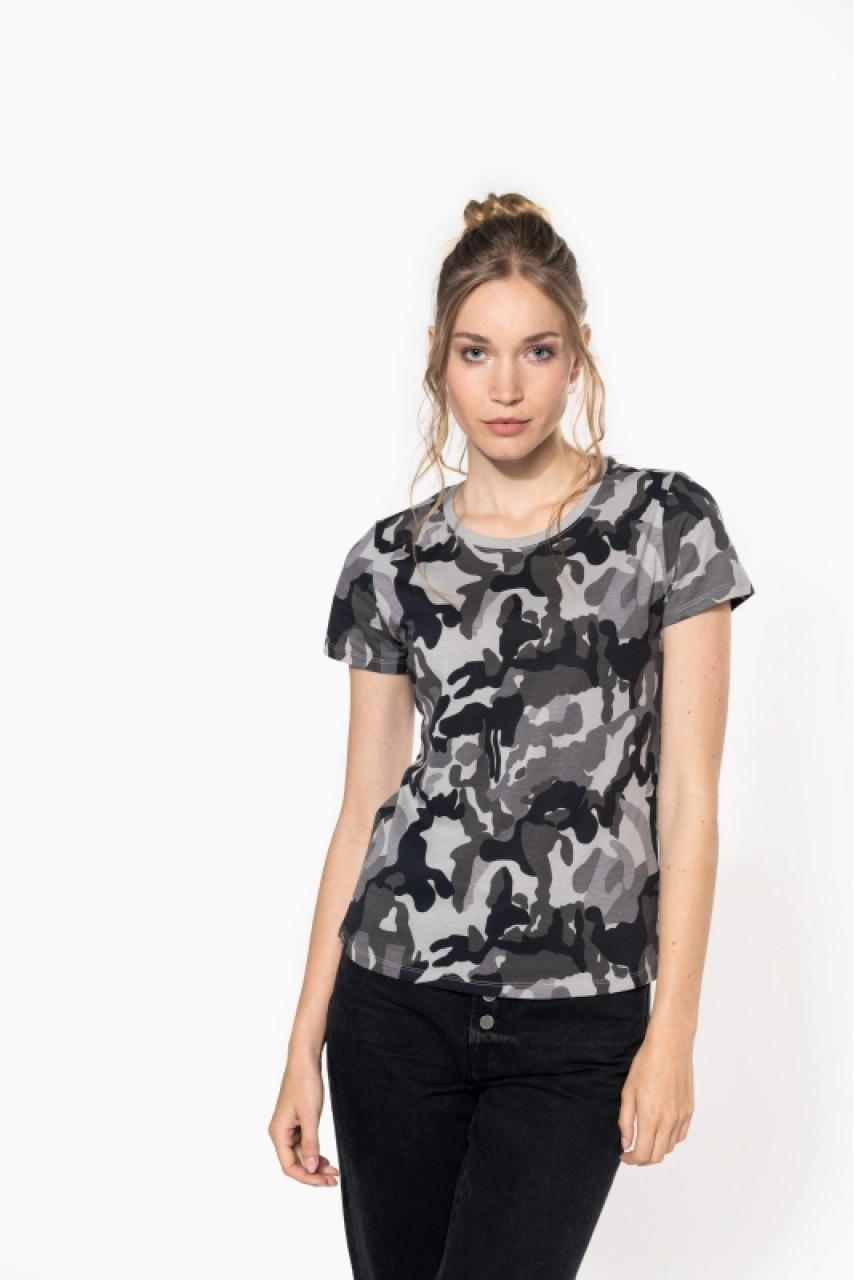 T-shirt camo manches courtes femme