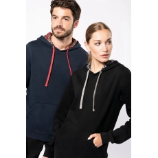 Sweat-shirt à capuche contrastée à motifs unisexe