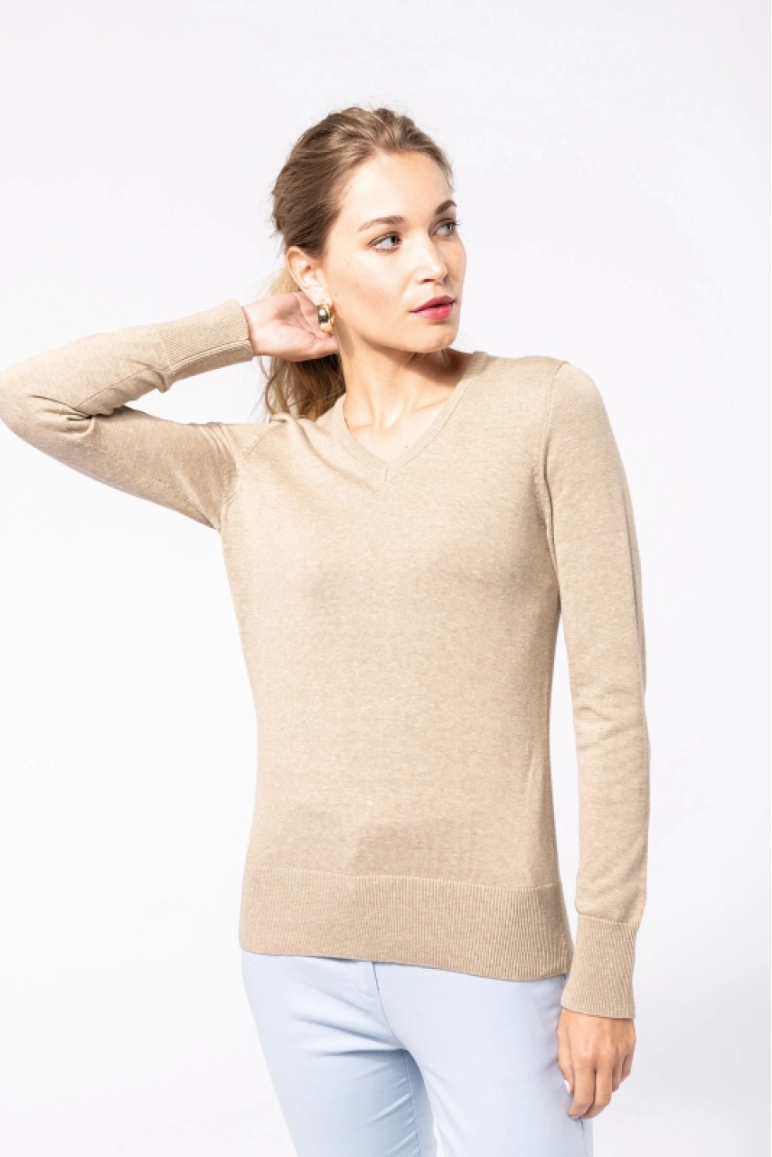 Pull col V femme